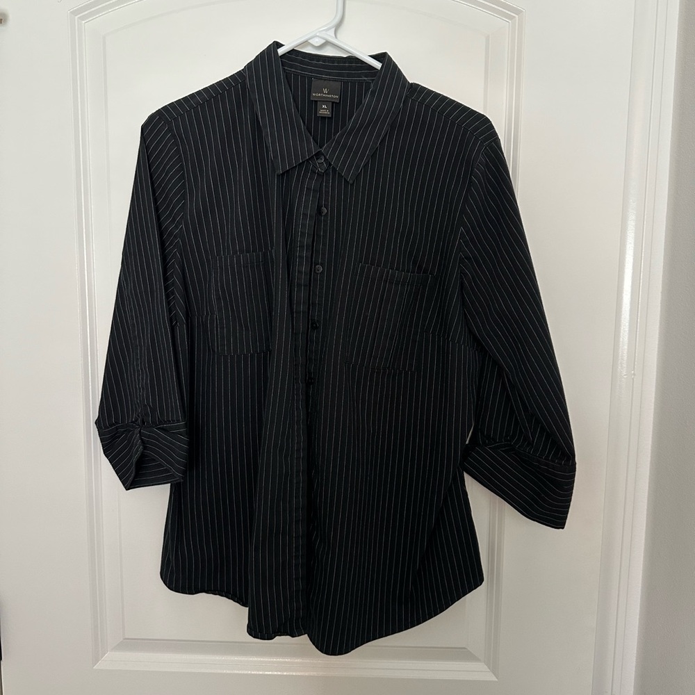 Worthington 3/4 sleeve pin stripe